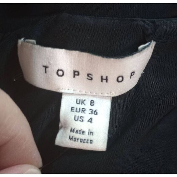 Topshop Dress Ladies‎ 4 Black Ruched Front Mini Off Shoulder - Picture 5 of 7